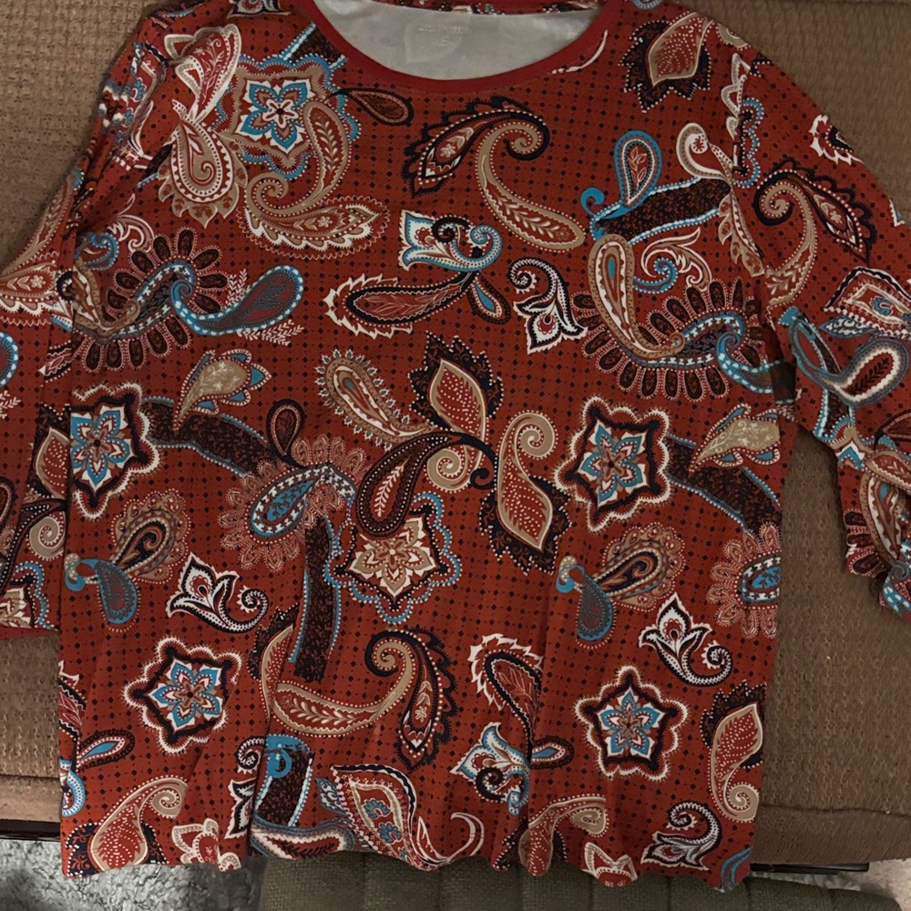 Kim Rogers Red and Blue Paisley Blouse